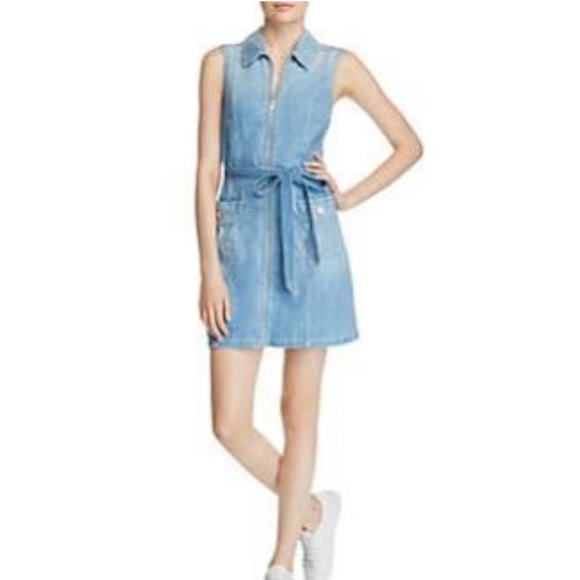 7 For All Mankind Zip Front Denim Dress - Picture 1 of 9